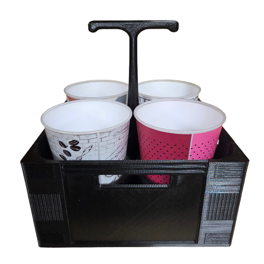 3D-printet kasse til kaffe eller fadøl (4 huller)