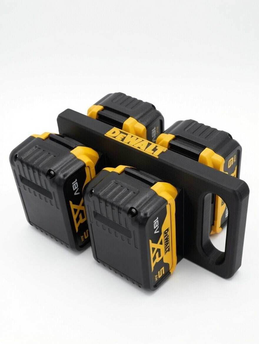 Transportabel holder til 4× DeWALT 18V batterier