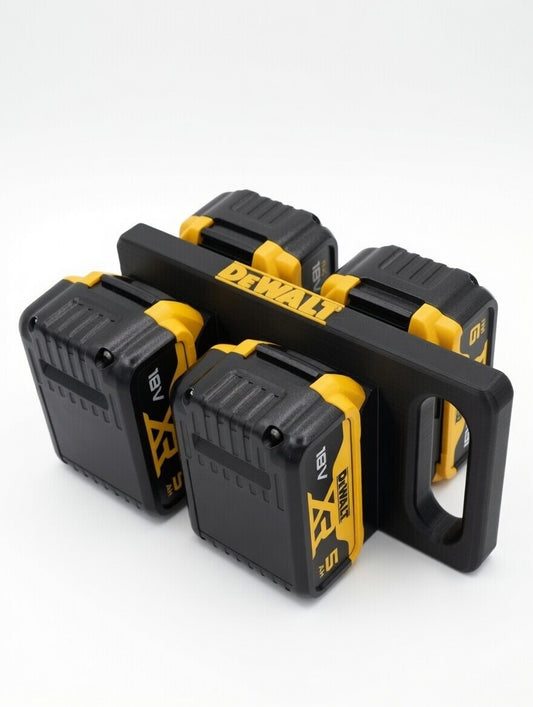 Transportabel holder til 4× DeWALT 18V batterier