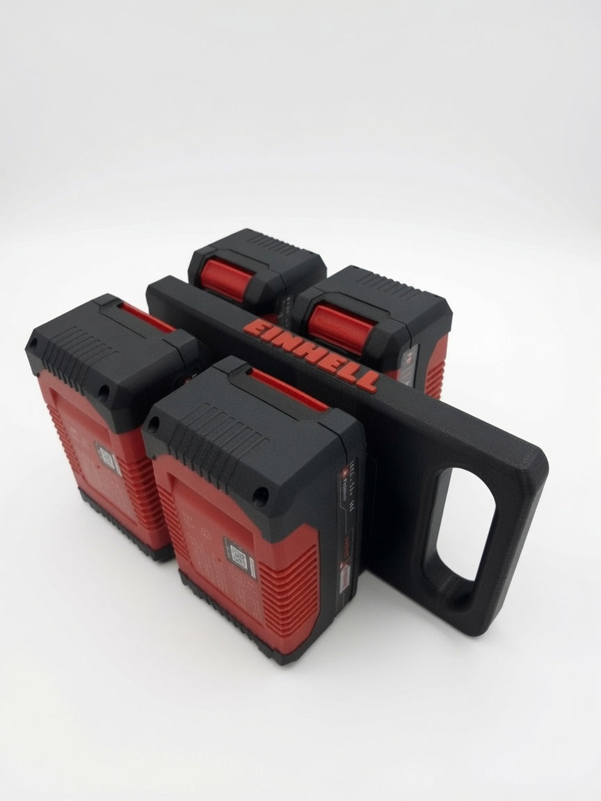 Transportabel holder til 4× Einhell 18V batterier