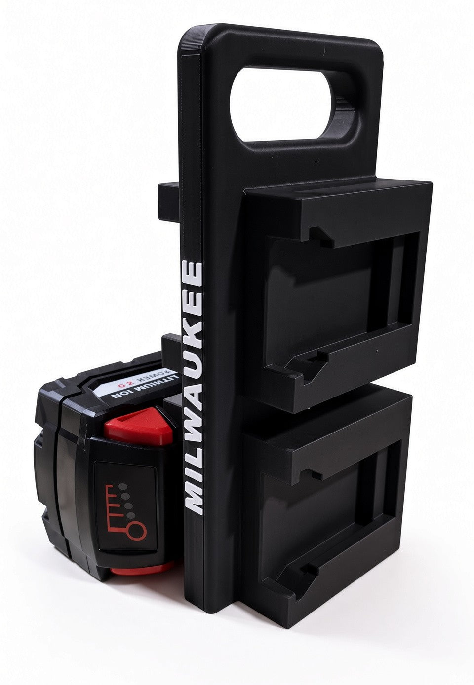 Transportabel holder til 4× Milwaukee 18V batterier