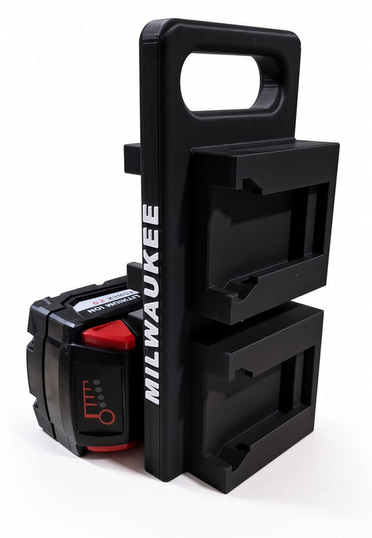 Transportabel holder til 4× Milwaukee 18V batterier