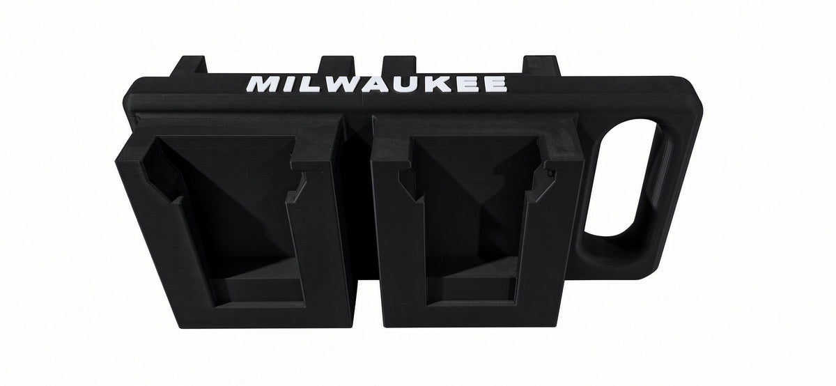 Transportabel holder til 4× Milwaukee 18V batterier